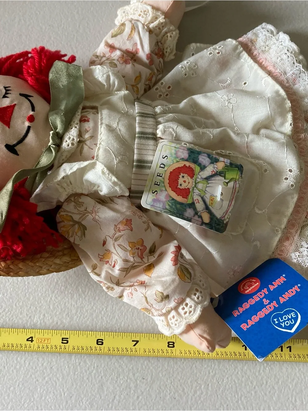 Raggedy Ann Springtime 14” Rag Cloth Doll Red Hair Hat Outfit by Applause